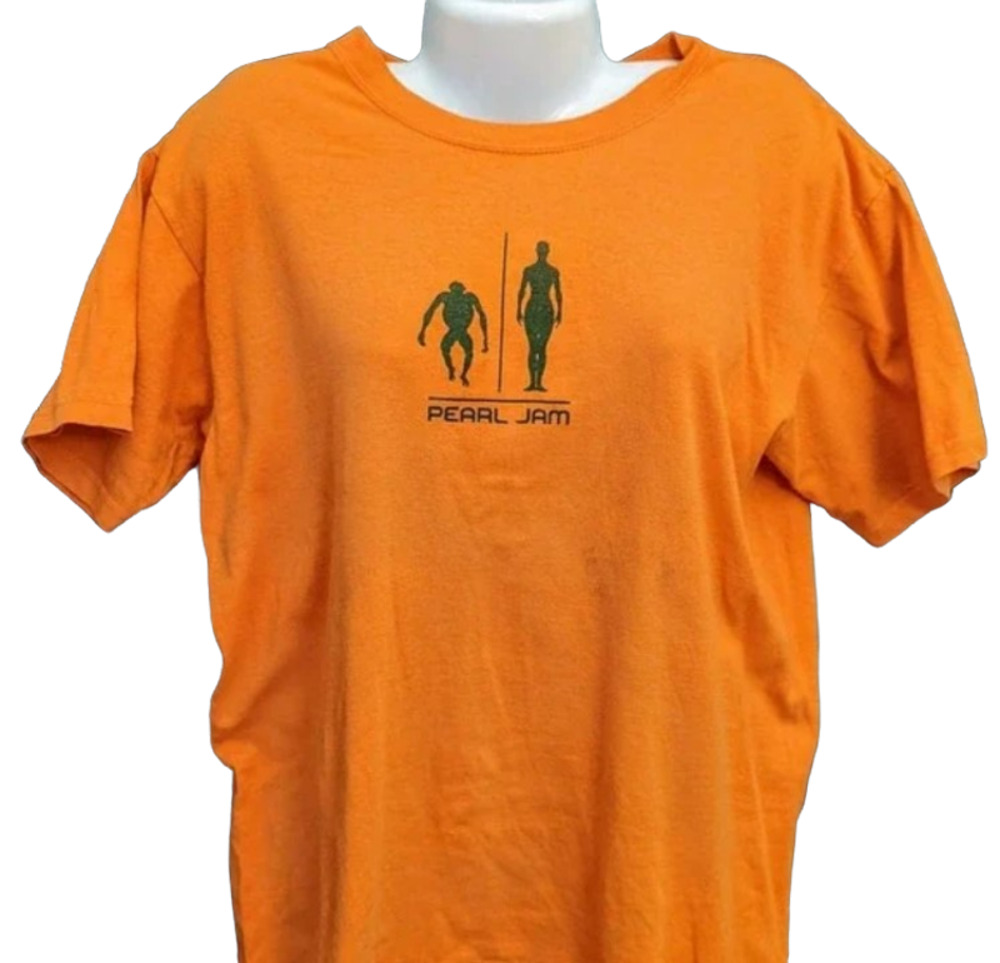 VTG 2000 Pearl Jam Orange Ape Man DNA Binaural Tour Tee Short Sleeve Shirt Y2K L